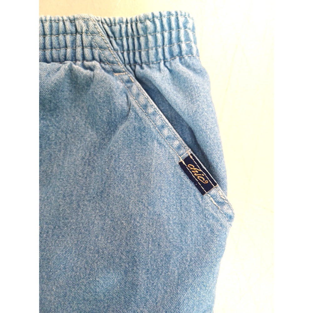 VTG Chic Women's Lt Blue Denim 100% Cotton Shorts Sz 14 High Rise Elastic Waist - Picture 5 of 11